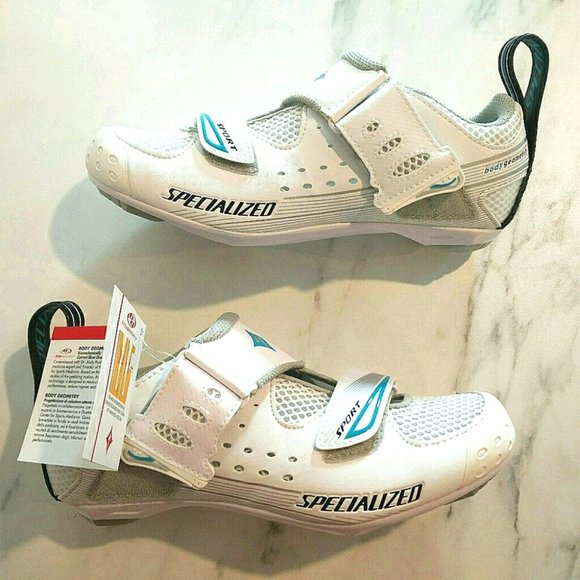 NWB Specialized Trivent Triathlon Cycling Shoes White Aqua 6.5 - Picture 3 of 14